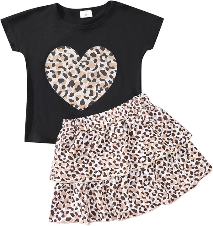 Akyzic Little Girl Skirt Outfit Two Piece Spring Summer Outfit Butterfly Dress by Akyzic
