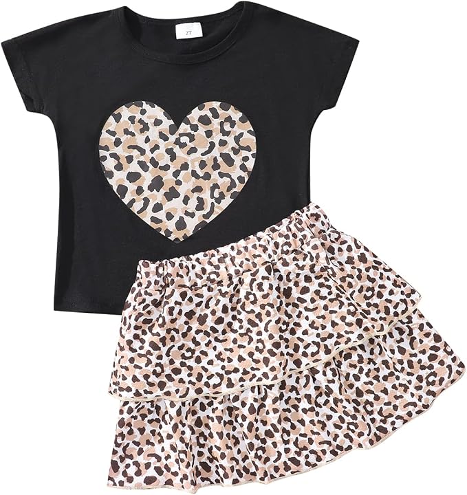 Akyzic Little Girl Skirt Outfit Two Piece Spring Summer Outfit Butterfly Dress by Akyzic