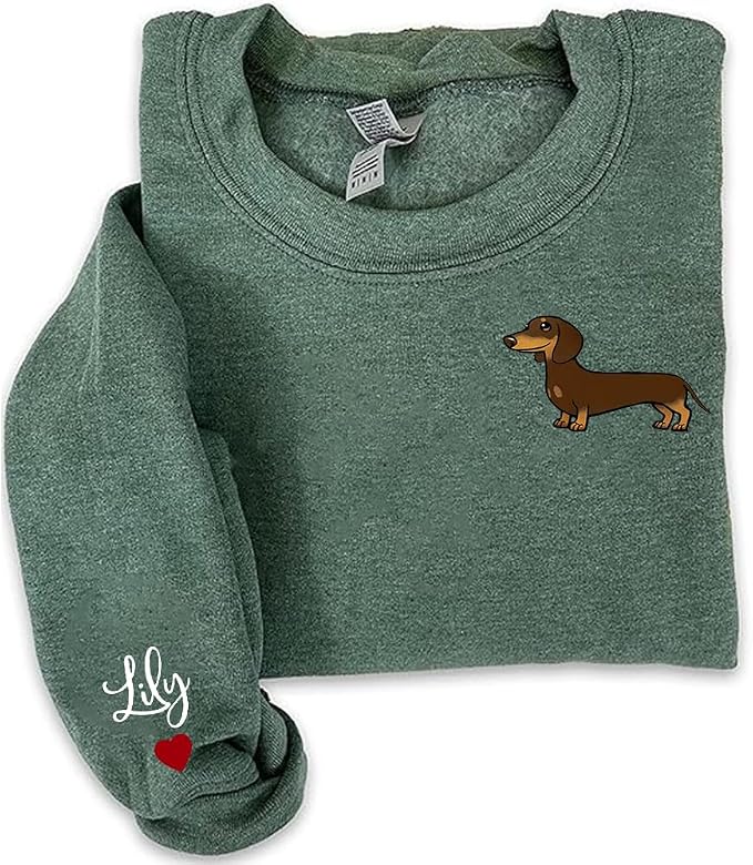 Customized Dachshund Crewneck, Custom Dog Pullover, Personalized Sausage Dog by Lullbabymall
