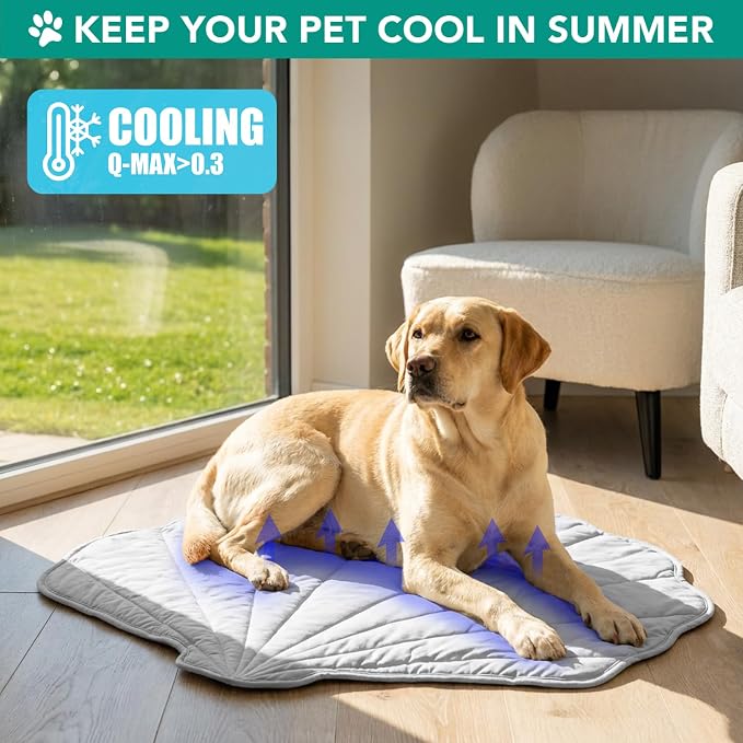 PetAmi Dog Cooling Mat, Sea Shell Shape, Reversible Cooling Nylon Blanket Soft - Image 2