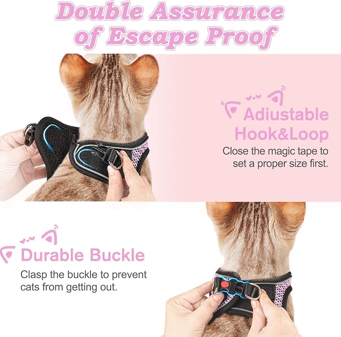 Cat Harness and Leash for Walking Escape Proof, Adjustable Kitten Vest Harness - Image 6