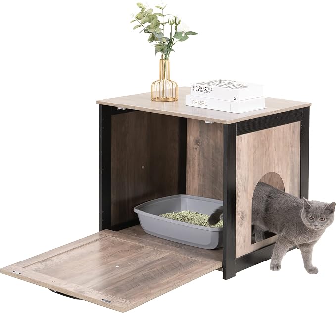 Dwanton Cat Litter Box Furniture Hidden, Cat Litter Box Enclosure, Reversible - Image 2