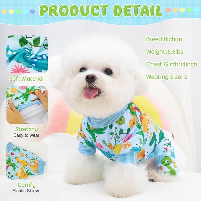 XPUDAC 4 Pack Dog Pajamas Soft Strechy Summer Doggie Clothes - Image 2