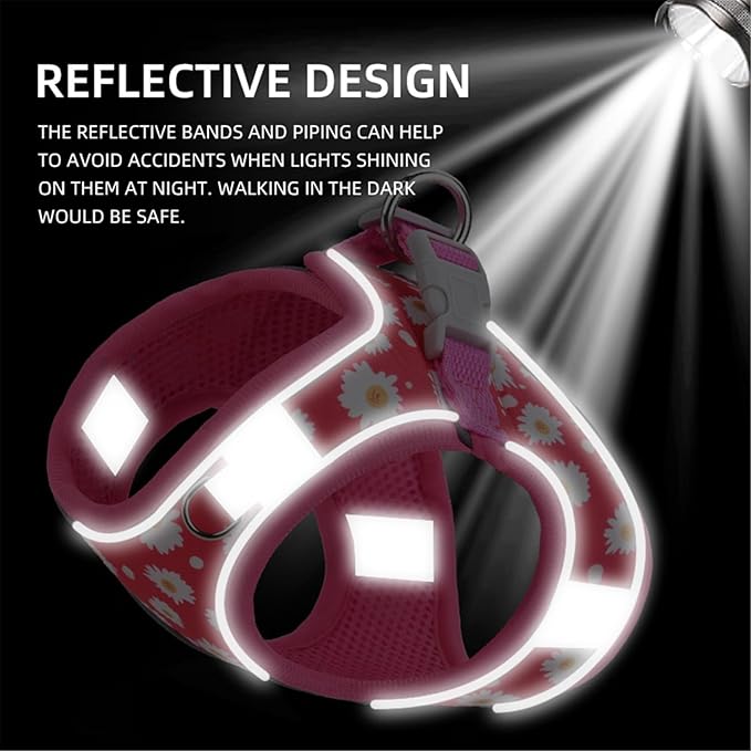 Step in Dog Harness No Pull Flower Adjustable Soft Mesh Padded Reflective Pet - Image 5