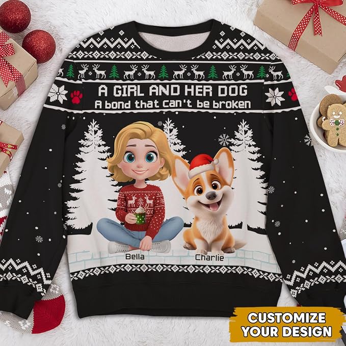Wrappiness A Girl And Her Dog Christmas Sweatshirt - Image 2
