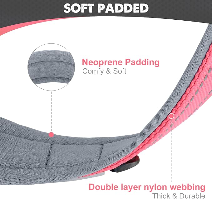 Joytale Dog Collar for Medium Dogs, Neoprene Padded and Adjustable, Reflective - Image 2