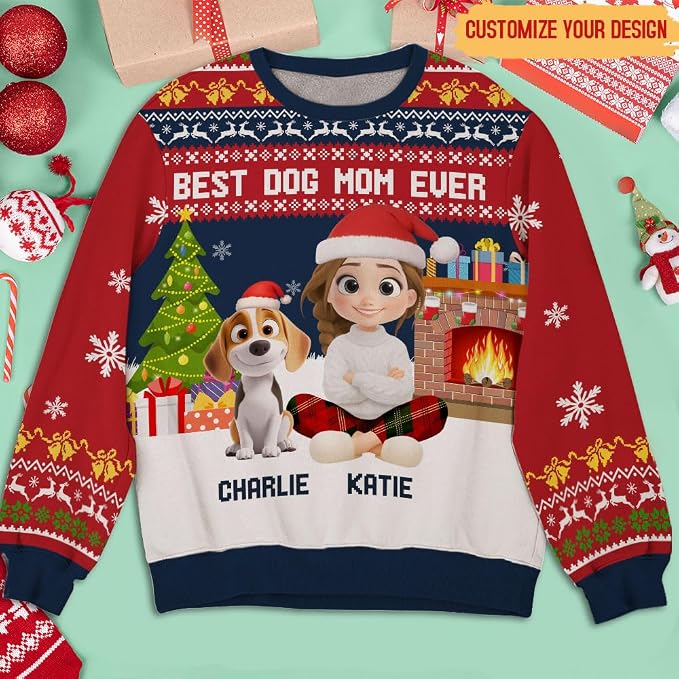 Wrappiness A Girl And Her Dog Christmas Sweatshirt - Image 2