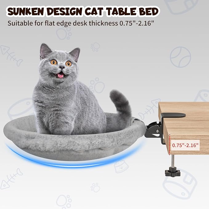 Cat Hammock Bed, 90° Foldable Cat Desk Bed, Adjustable Kitten Beds Up to 44 LBS - Image 3