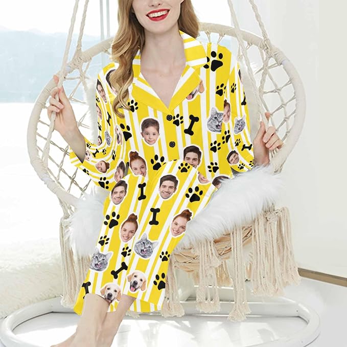 Artsadd Custom Pajamas for Women Men Family, Personalized Face Pjs Pajama Pants - Image 4