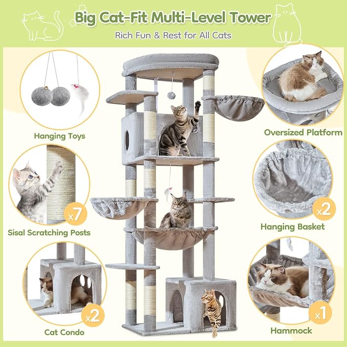 Taoqimiao 72 Inch Cat Tree, XXL Cat Tower - Image 4