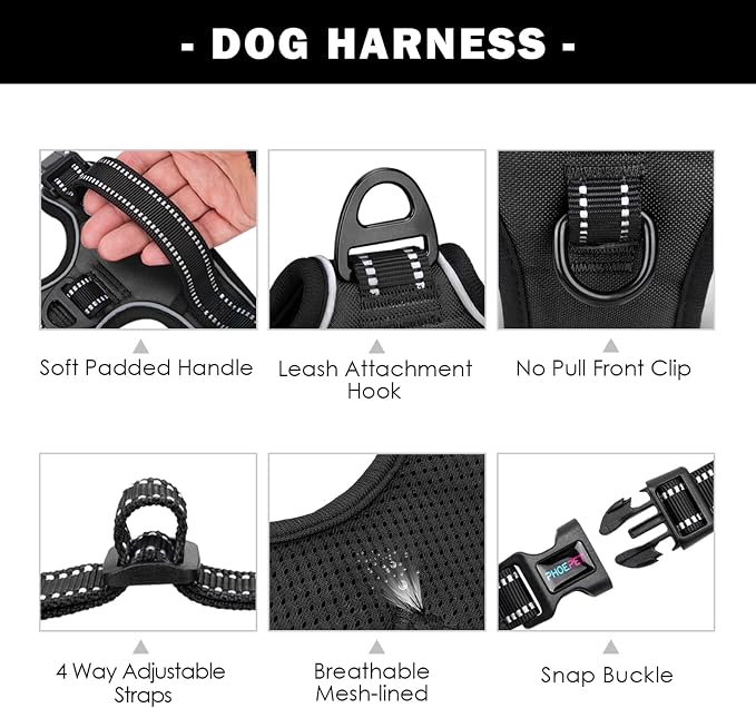 PHOEPET No Pull Dog Harness Medium Reflective Front Clip Vest - Image 4