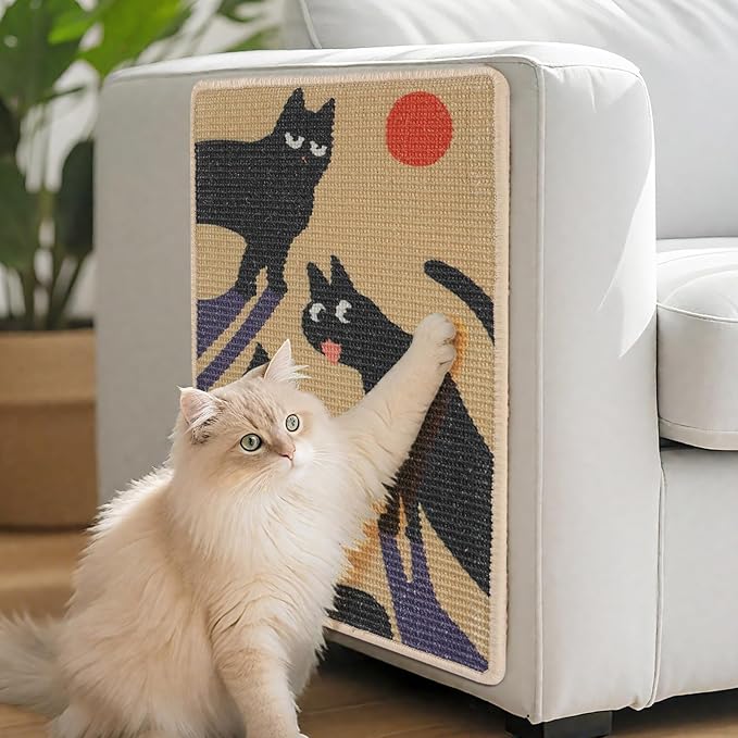 3-in-1 Sisal Cat Scratcher Mat 23.6x15.7'' Protects Carpet Couch & Furniture by Truvito