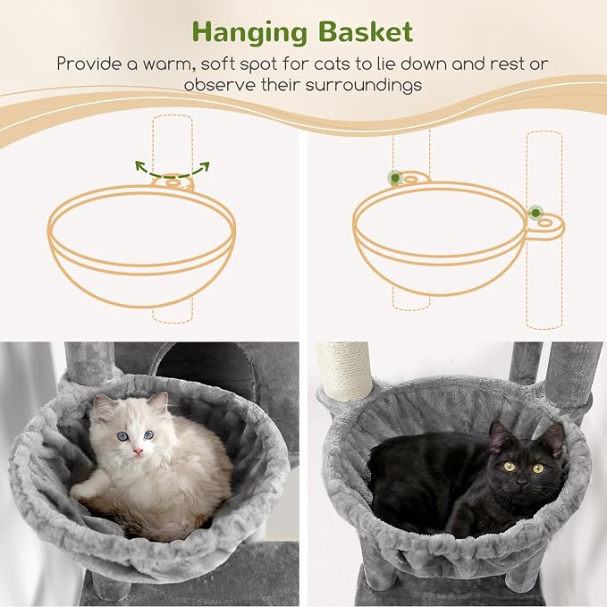 Globlazer Sturdy Cat Tree, 68-inch Large Cat Tower - Image 4