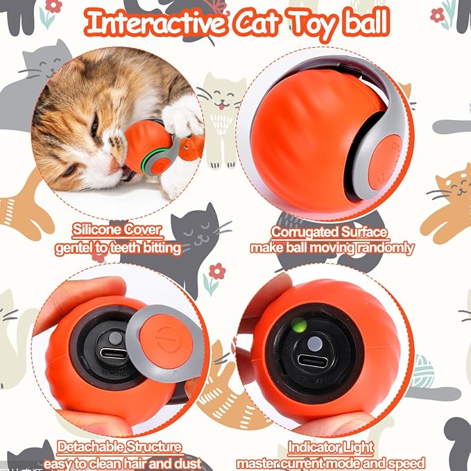 Interactive Cat Ball Toy, Self Rolling Ball - Image 6