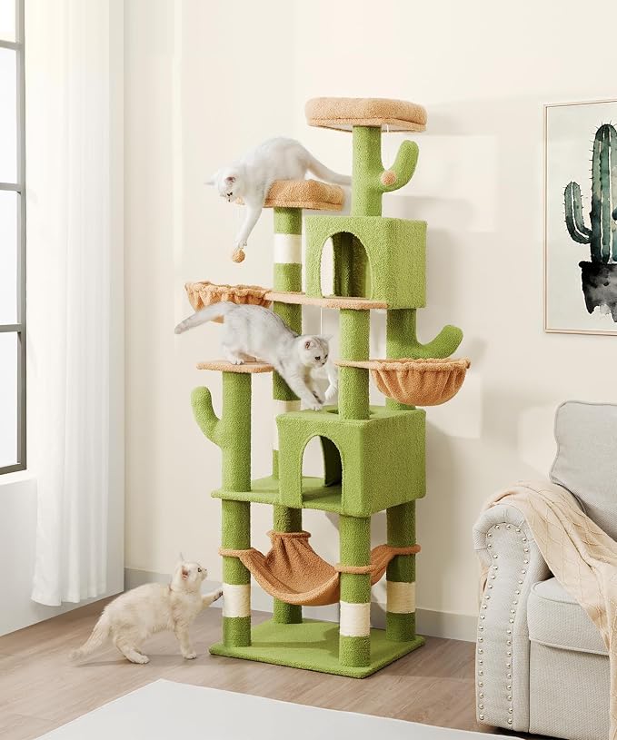 AMHANCIBLE Cactus Cat Tree, 70 Inch Tall Cat Tower - Image 8