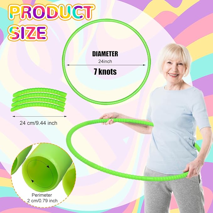 Sratte 12 Pcs Toy Hoop for Kid Detachable Adjustable Toy Hoop Colored Hoop - Image 3