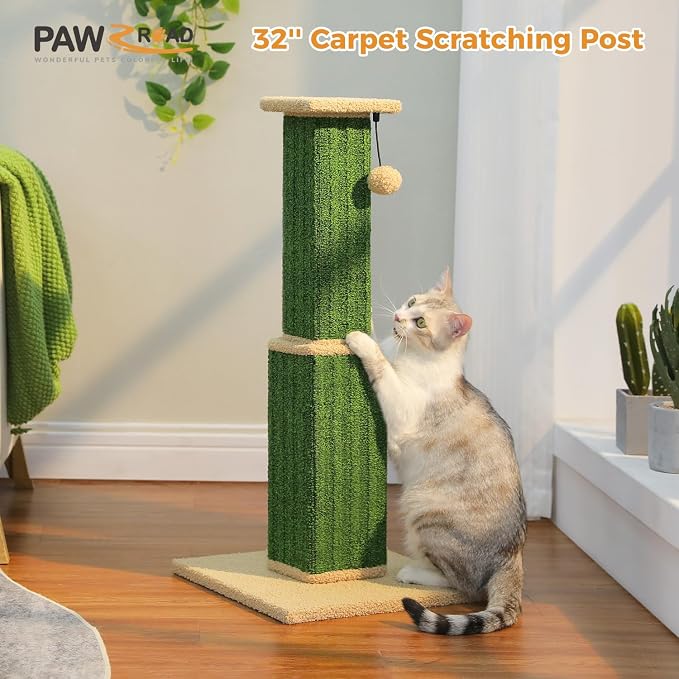 PAWZ Road Carpet Cat Scratching Post 32” Tall Scratching Post - Image 3