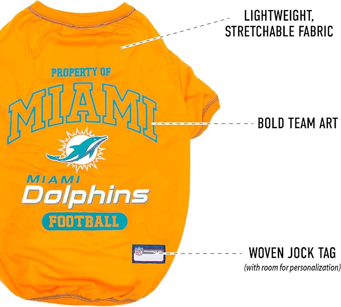 NFL Miami Dolphins Dog T-Shirt for Pets, Size Small. Officially Licensed Pet - Image 4