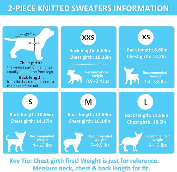 2 Pieces Xxs Dog Sweater Chihuahua Clothes Dog sweaters - Image 6