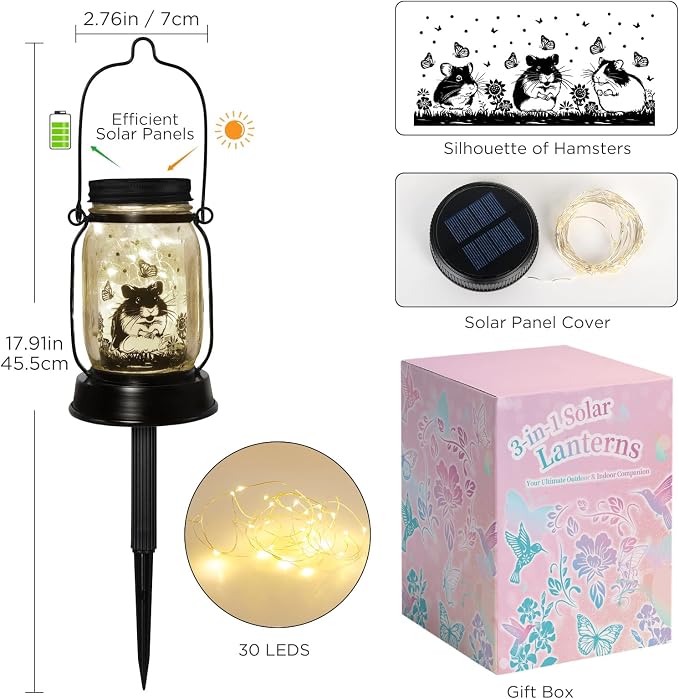 kyoryuger Hamster Gifts for Women/Men Hamster Solar Lanterns Mom Birthday - Image 7