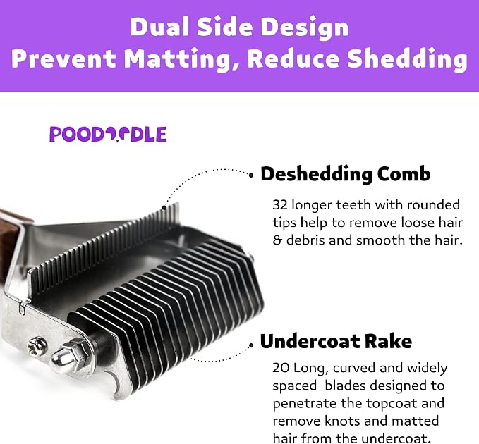 2 in 1 Dogs Cats Dematting Grooming Comb, Perfect Deshedding Undercoat Rake - Image 3