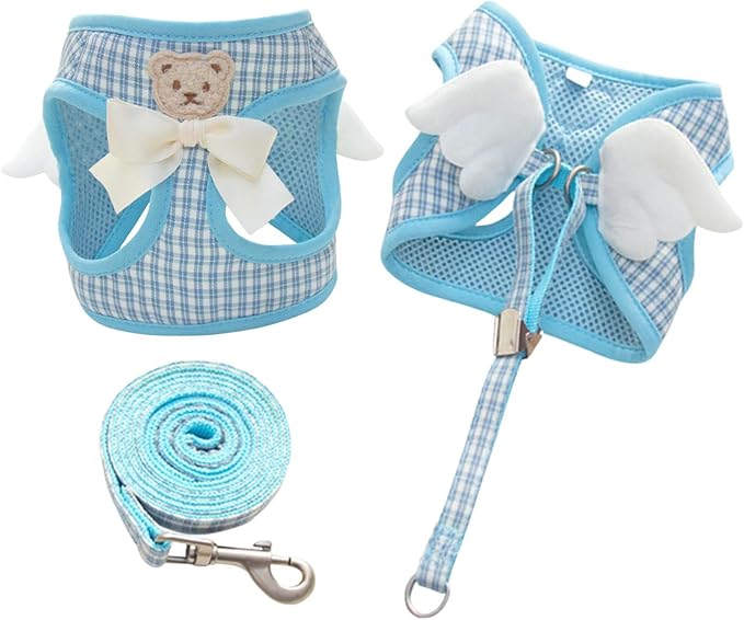 Dog Harness and Leash Set with Angle Wings, Pet Adjustable Mesh Vest Harness by BECHANMIG
