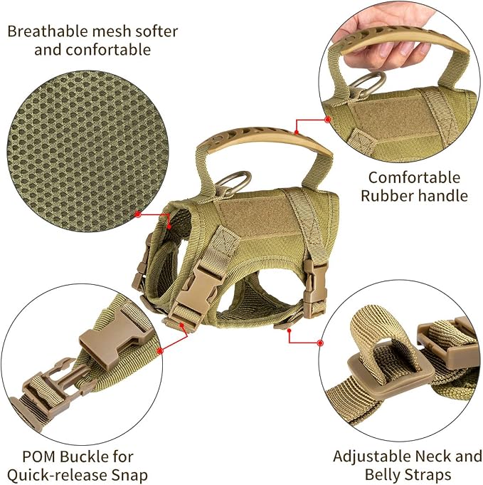IronSeals Tactical Nylon Adjustable Dog Vest Harness Comfy Mesh Padding Puppy - Image 4