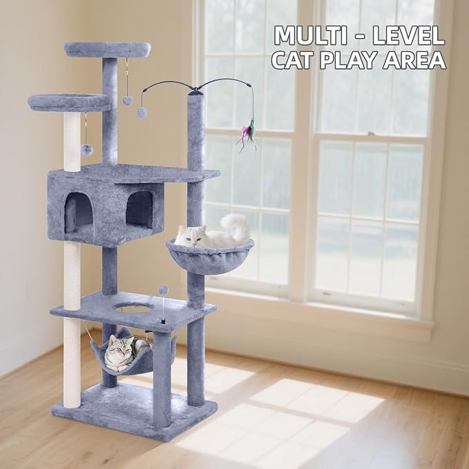 Big Cat Tree, Cat Tower with Multi-Level Condo, Rotating Toy - Image 5