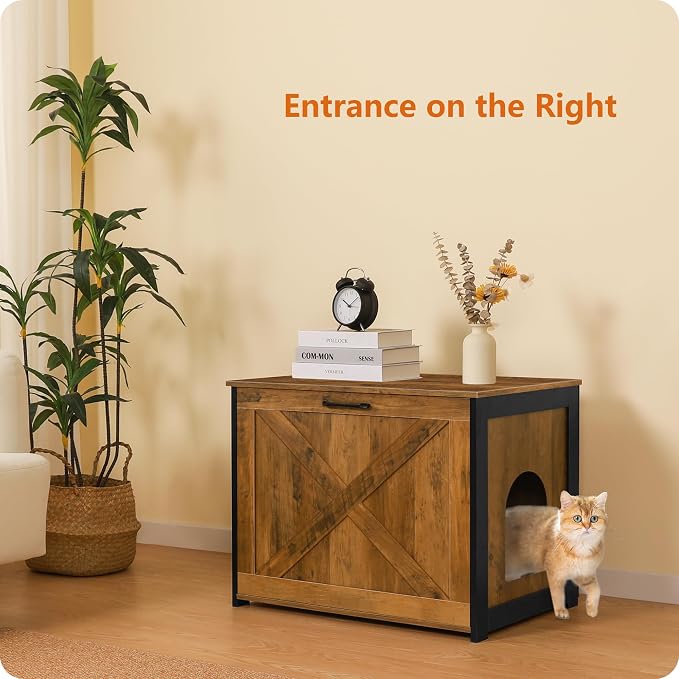 Dwanton Cat Litter Box Furniture Hidden, Cat Litter Box Enclosure, Reversible - Image 2