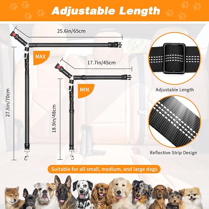 BWOGUE 2 Piece Dog Seat Belt for Car - Image 2