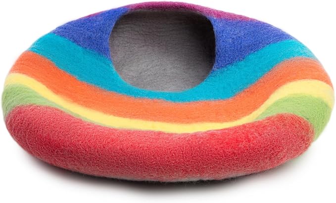 Woolygon Premium Felt Cat Cave Bed – Wool Kitty Beds Handcrafted Kitten Caves - Image 6
