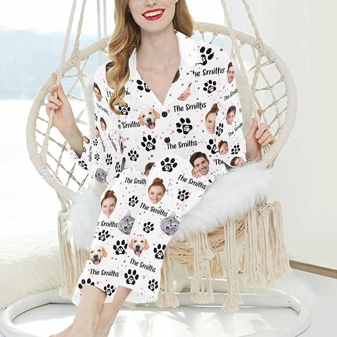 Artsadd Custom Pajamas for Women Men Family, Personalized Face Pjs Pajama Pants - Image 3