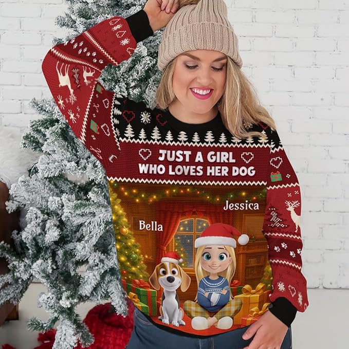 Wrappiness A Girl And Her Dog Christmas Sweatshirt - Image 3