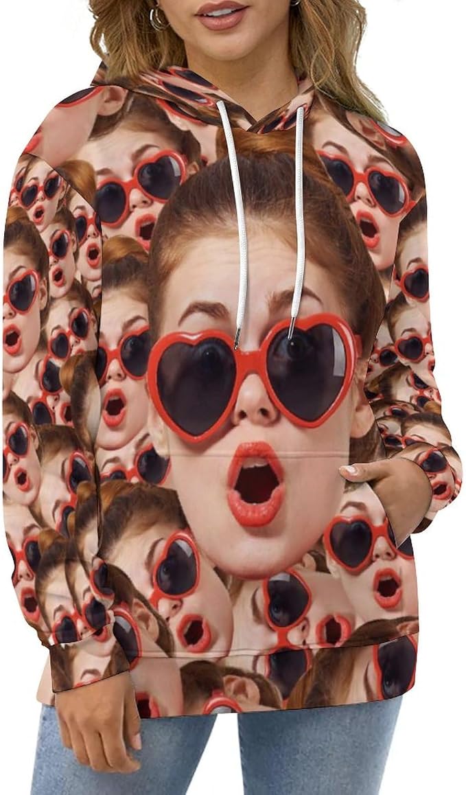 Artsadd Custom Face Unisex athletic Pockets Sweatshirt Loose Hoodie Custom - Image 6