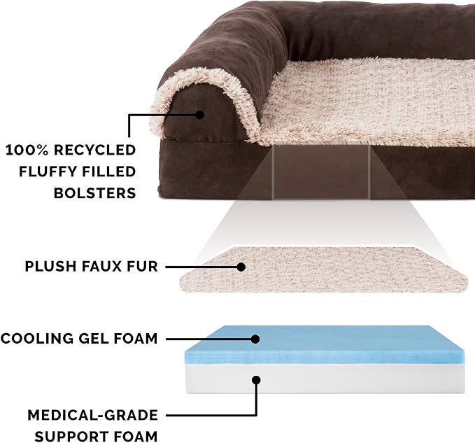 Furhaven Cooling Gel Dog Bed for Large/Medium Dogs w/ Removable Bolsters & - Image 4