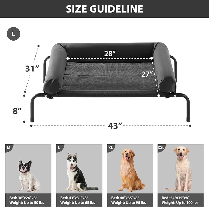 RRPETHOME Large Elevated Cooling Dog Bed, Raised Dog Cot Beds - Image 2