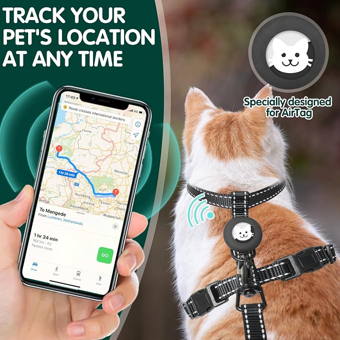 BINGPET Cat Harness with Airtag Holder, Cat Harness and Leash Set Escape Proof - Image 2