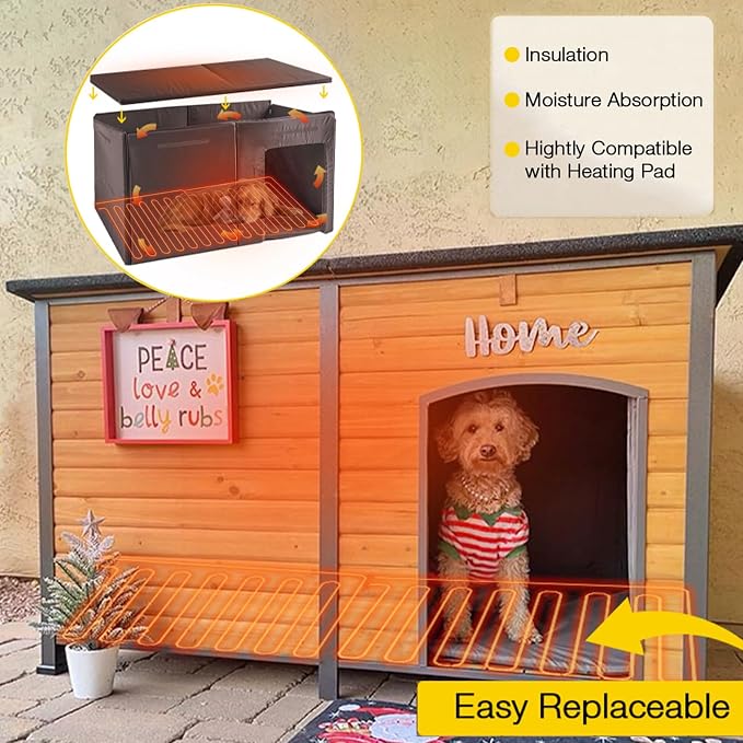 Aivituvin Heated Dog House Outdoor 59" Extra Large Insulated Dog Kennel - Image 4