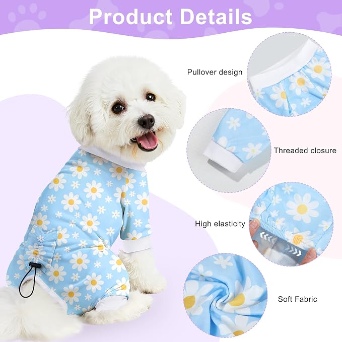 Bienbee Dog Pajamas, 4 Pack Dog Recovery Suit Shedding Suit Cute Soft Puppy - Image 6