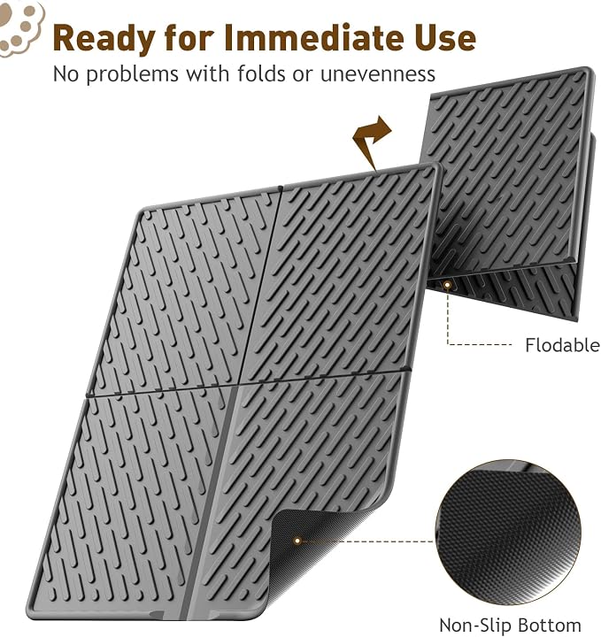 Cat Litter Mat with Grooves & Raised Edge, Urineproof/Waterproof, Litter - Image 3