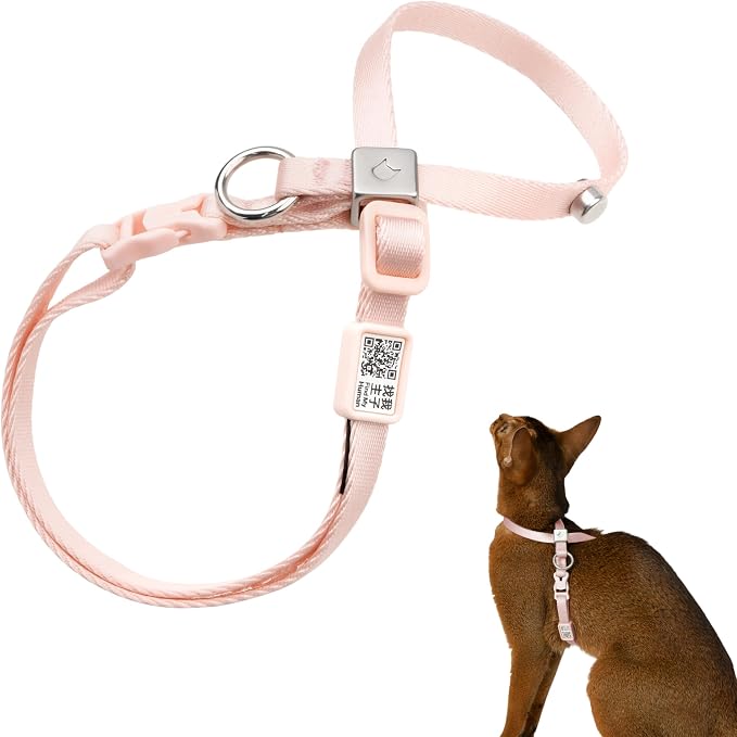 Escape Proof Cat Harness Anti-Choke Quick Release Adjustable QR Code Soft Nylon by BuddyArmor