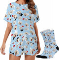 Custom Short Pajamas Set with Face Photo Women‘s Sleepwear Tee Personalized PJ by Jaydouble