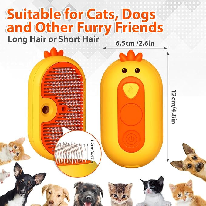 Cat Steam Brush with Release Button, 3 in 1 Rechargeable Pet Spray Water Comb - Image 5