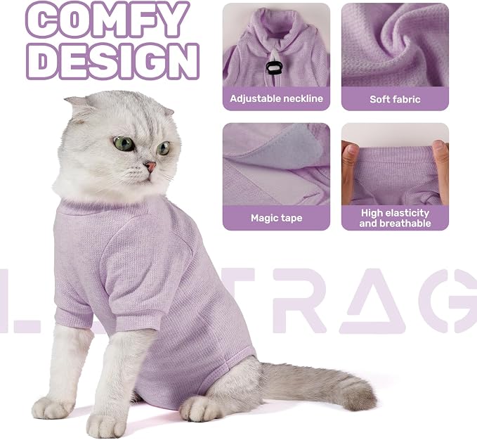 Breathable Cat Recovery Suit for Female/Male, Anti-Licking Kitten Onesie - Image 4