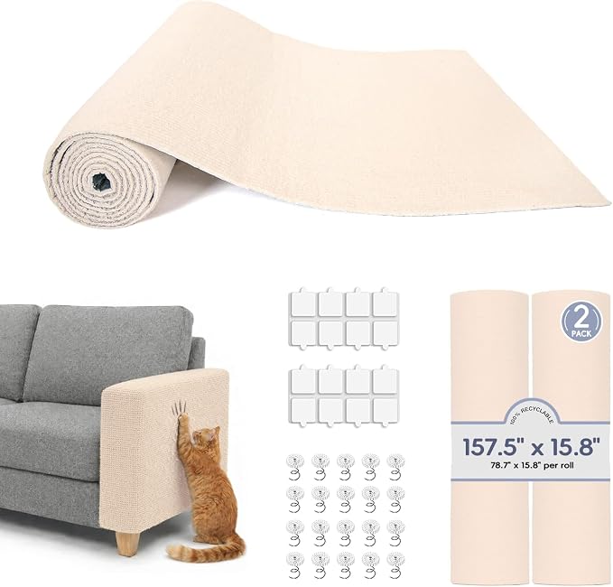 2 Pack Cat Scratcher Mat Roll for Furniture & Couch Protection | Total 157.5" x by BOLIAN