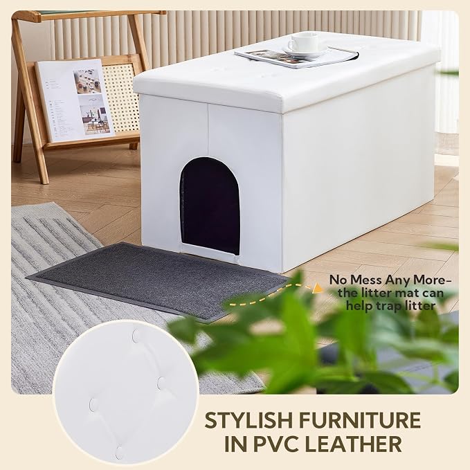 MEEXPAWS Cat Litter Box Enclosure Furniture Hidden, Cat Washroom Bench Storage - Image 5
