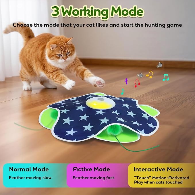 Interactive Cat Toys with Moving Feather Concealed in Mat, Motion Activated - Image 4