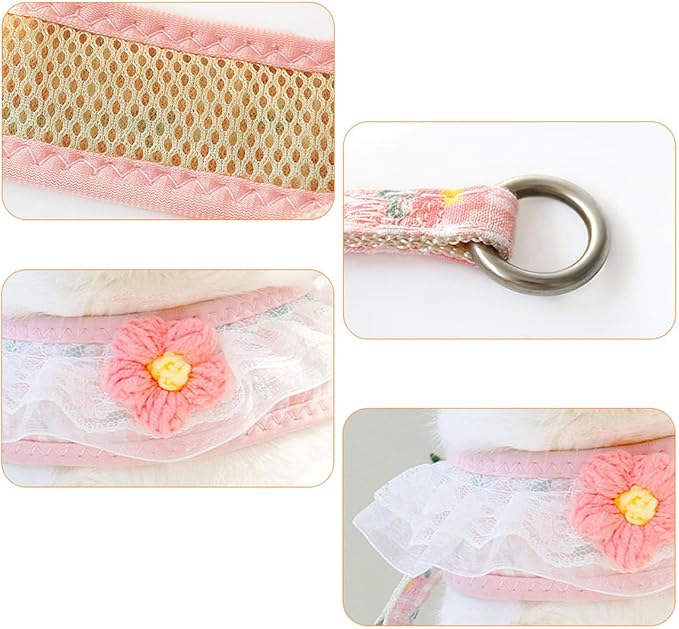 Cat Harness Collar and Leash Set, Sweet Lace Floral Kitten Collar, Escape Proof - Image 2