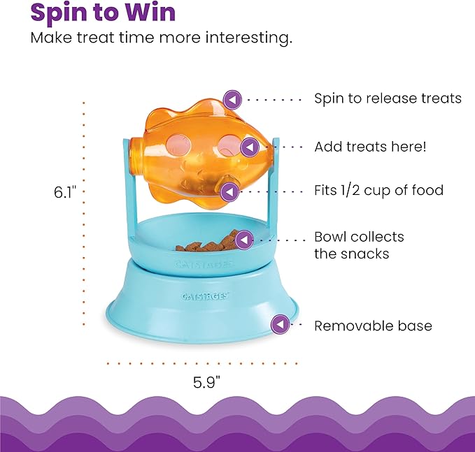 Catstages 2-in-1 Spinning Fish Treat Dispenser Cat Toy, Interactive Puzzle - Image 3