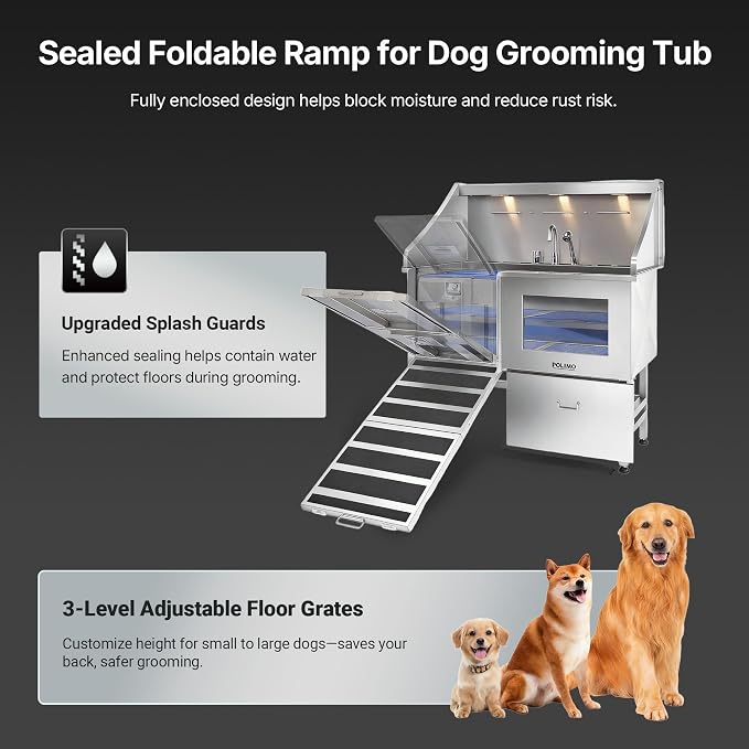 Dog Washing Station with LED Display, 304 Stainless Steel Pet Wash Sink - Image 5